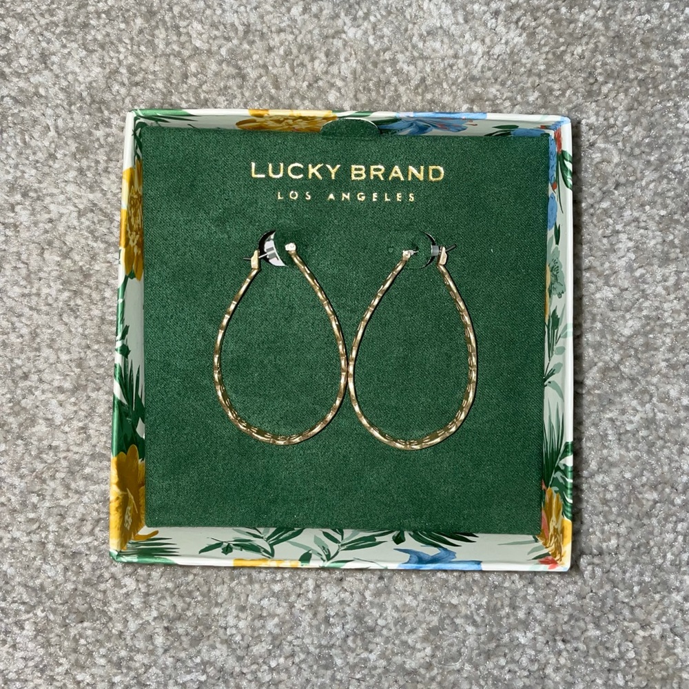 NWT Lucky Brand Gold Hoops Textured